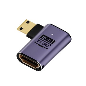 [JA208] Coms HDMI to Mini HDMI 변환 젠더 2.1 8K@60Hz UHD 연장 MF 미니HDMI 우향꺾임, 1개