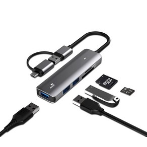 액센 MH21 5포트 USB 3.0 C타입 & USB-A 타입 듀얼 커넥터 멀티허브 MH21, 그레이, 1개