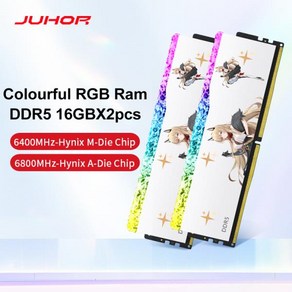 JUHOR 메모리 램 RGB DDR5 UDIMM 데스크탑 UDIMMRAM PC 컴퓨터 메모리 하이닉스 칩 6GB 6400MHz 6800MHz 6G, 03 03 RGB 6G 6800Xpcs