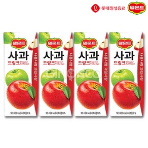 [지노앤코]롯데 델몬트 드링크 사과 190ml 주스 과즙 음료 디저트 팩음료 무배, 4개