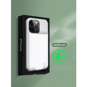 아이폰 보조 배터리 케이스 겸용 무선 충전 기능 아이폰 12 13 14, 20000mAh, 12미니 [매트블랙 5.4인치]