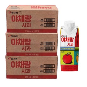 빙그레 야채랑 사과 주스 250ml (54팩) 과채주스, 54개