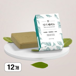 땟지 프리미엄 녹차 때비누 샤워비누, 130g, 12개