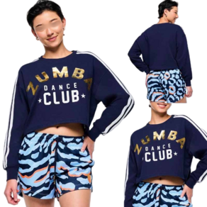 Meeo ZW 줌바룩 헬스복 캐주얼 트레이닝복 댄스 체조 상의 요가복 루즈핏 빅사이즈 긴팔 스포츠 티셔츠 힙합 댄스복 에어로빅복 단체 공연복