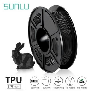 3D 프린터 필라멘트 Sunlu tpu 유연한 1.75mm 고탄력 유연한 tpu 3d 0.5kg, tpu 블랙 -s, 협력사