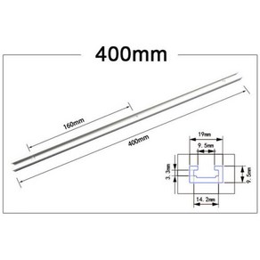 T-트랙 T-슬롯 마이터 지그 도구 나사 고정장치 알루미늄 합금 테이블 톱 라우터 300-600mm 슈트 레일 목공 도구 19x9.5mm 1 개