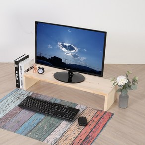 스토니처 원목 듀얼 컴퓨터 모니터 받침대 선반, 와이드키다리