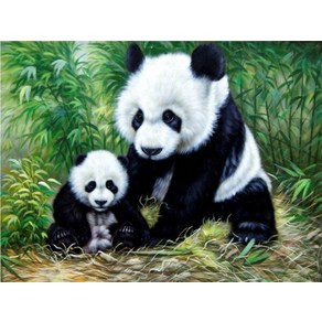 diy 명화그리기 40*50cm 귀여운 판다곰 panda 동물 그림 집콕 취미생활 선물용 물감 피포페인팅 유화그리기 액자프레임포함, 판다07, 1개