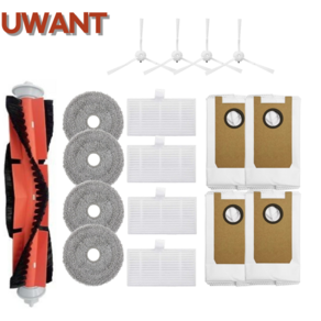 [ 호환상품] 유원트 Uwant U200 / U200 Po / Edison 2 Plus / U250 소모품 부품 액세서리 메인 브러시 Hepa 필터 걸레 먼지봉투 사이드브러시, 1세트, 17pcs
