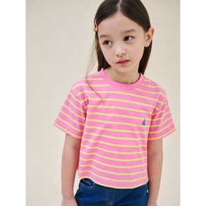 [매장정품] 빈폴 BEANPOLE 키즈 [Es센티 센티 SENTI al] 여아 스트라이프 반팔 티셔츠 라이트 핑크 BI5242GE3Y