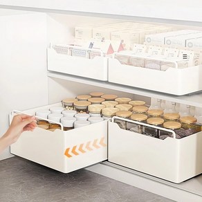 밀당공간 슬라이딩 주방 수납 철제 선반, 1개, 화이트