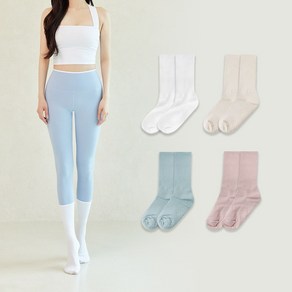 뮤즈마인 [4P SET] 파스텔 논슬립 중목 요가 양말 - 8COLOR 4묶음 무지 라인 필라테스양말 세트 장목 논슬립패드 양말 미끄럼방지 여성 스포츠양말