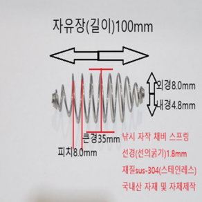 낚시 카고 자작 채비 스프링 길이100mm (sus-304) 스테인레스 1set-3ea, 3개