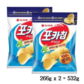 오리온 포카칩 오리지널 대용량 지퍼백 감자칩 (266gx2개 1세트), 1세트, 532g