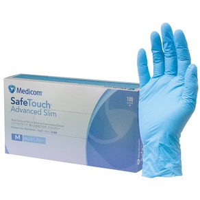 진료용 장갑 MEDICOM 세이프터치 메디컴 메디콤 슬림 니트릴 장갑 글러브 nitile glove 라텍스, 니트릴 블루M, 1개