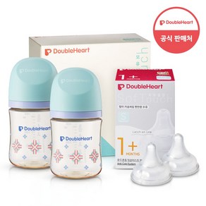 더블하트 모유실감 3세대 PPSU 젖병 헤리티지 트윈팩 160ml(단청)+젖꼭지 2개, 1세트, 160ml, 트윈팩(단청)+젖꼭지1입x2개(SS)