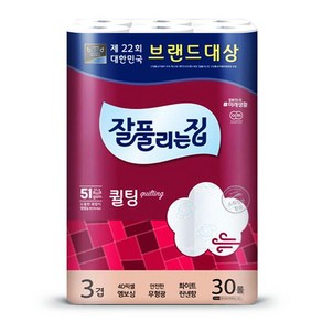 미래생활 잘풀리는집 퀼팅 린넨향 3겹 화장지 30m 30롤 1팩, 30개, 30개입