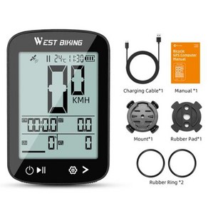 자전거 사이클 GPS WEST BIKING 컴퓨터 무선 주행 거리계 속도계 인치 방수 BDS 도로 액세서리, 1개, 1) Language English