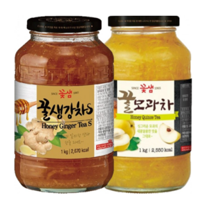 꽃샘 꿀생강차S 1kg+꿀모과차 1kg, 1kg, 1개, 2개입, 1kg