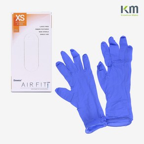 케이엠헬스케어 도우 진료용 니트릴 장갑 에어핏 라텍스프리 100쌍 KM Healthcae DOWOO Nitile Latex Fee Aifit Glove, XS, 100세트