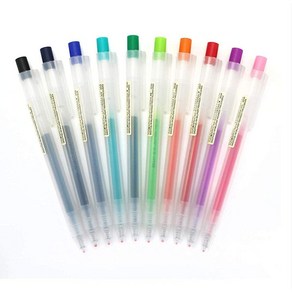 무지 펜 [일본제] 리트렉터블 개폐식 젤 잉크 볼 펜 Muji Pen Retactable Gel Ink Bollpoint Pens 0.5mm 10-colos Pack