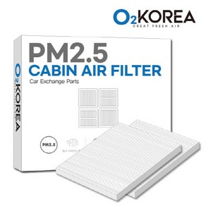 [2SET] 오투카필터 PM2.5 자동차에어컨필터 초미세먼지 95.5% 고효율 차단 차량용 교체, 2개, OPM162