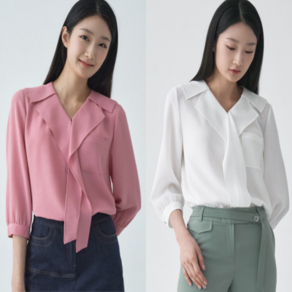 [지센창원]여성 러플카라 블라우스 2색 LFWSO391