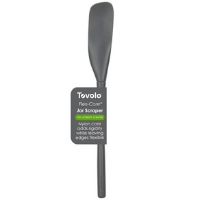 Tovolo Flex-Coe All-Silicone Long-Handled Ja Sc Tovolo 플렉스 코어 전체 실리콘 긴 손잡이 병 스크레이퍼 주걱 각진 터너 헤드, 1개, 숯