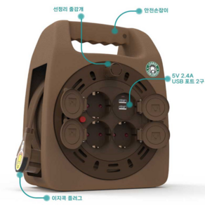 2024년 신제품 캠핑릴선 3구 USB 2포트/10m 과부하 차단내장, 1개, 10m