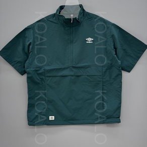 [국내백화점판] UMBRO 엄브로 25신상 클래식 반팔 스탠넥 아노락 셋업 (다크그린)