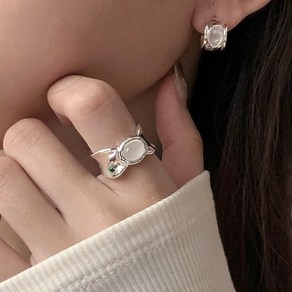 Tilova 우아한 오픈 반지 - 마노와 오팔 스톤 세팅 넓은 불규칙한 디자인 여성용 미니멀한 링