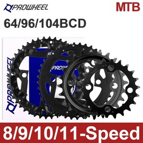 PROWHEEL BCD MTB 체인 링 산악 자전거 트리플 플레이트 64 96/104 8 9 10/11 스피드 22 24 30 32 40 42 44T, 1)64BCD-8S 9S-22T ST, 1개