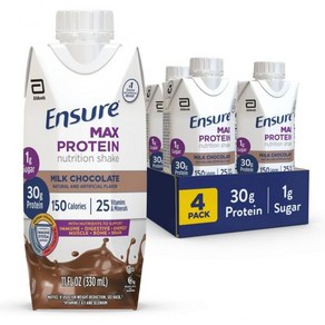 Ensue Max Potein Milk Chocolate Nutition Shake  30g Potein 1g Suga 4g Fibe Blend  4 Pack, 1개, 330ml