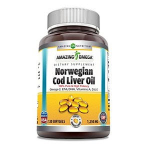 Amazing Omega Nowegian Cod Live Oil 1250 mg 120 Amazing Omega 노르웨이 대구 간유 1250mg 120 소프트젤 보충제(신선한, 120정, 1개