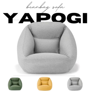 YAPOGI 1인 PVC 바닥 좌식 빈백 에어 소파, 그레이