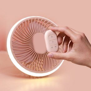 COBY 캠핑용 선풍기 LED 조명 충전식 무선리모컨 고리형 GORIFAN, 핑크