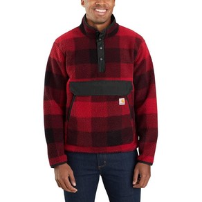 Carhartt 칼하트 남성용 릴렉스 핏 플리스 풀오버 Oxblood 격자무늬(관부가세포함)