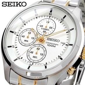 세이코 SEIKO 크로노그래프 금장 흰판 남자 캐주얼 정장 손목 시계 SKS541