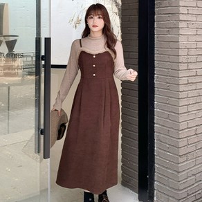 브루니 빅사이즈원피스 가을 빈티지 모직 나시 원피스 XL~5XL M311