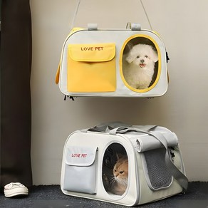 한강컴퍼니 반려동물 고양이 강아지 이동가방 + 이너쿠션, 1개, 그레이