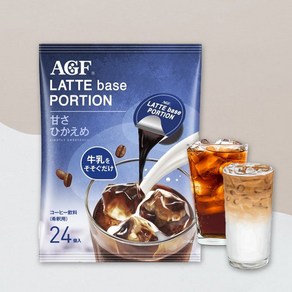 AGF LATTE base 포션커피 무가당 저당 카라멜오레 3종 대용량 24개입, 1개, 저당 대용량 24개입