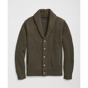 브룩스브라더스 두꺼운 숄가디건 올리브 코튼 Ribbed Cotton