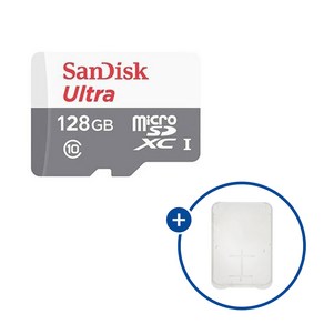 샌디스크 마이크로SD카드 울트라 SDSQUNR-128GB + SD카드 케이스, 1개, 128GB