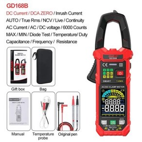 전압 전기 전류 테스터기 클램프 계량기 디지털 멀티미터 카운트 자동차 커패시턴스 온도 옴 테스터, 1개