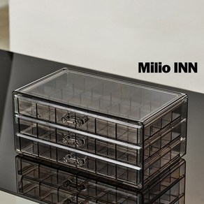 Milio INN 아크릴 액세서리 보관함 3단식 액세서리 보관함, 2개, 블랙