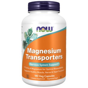 NOW Foods Supplements Magnesium Tanspotes with 5 Foms of Magnesium fo Optimal Bioavailabilit, 1개, 180정