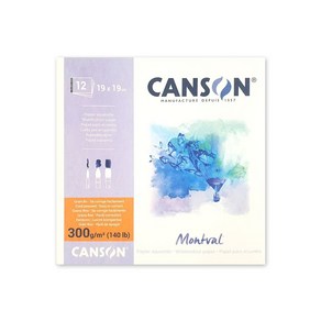 [캔손] 몽발 수채화 스케치북 19x19 12매 300g 1면 제본 수채 패드, CA807-SQ19