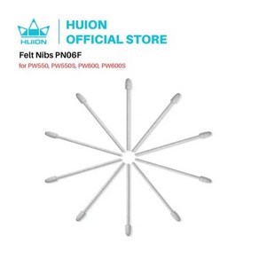 HUION 펠트 펜촉 PN06F 팩 PW550 PW550S PW600 PW600S 용 교체 펠트 펜촉 10 개, 1개