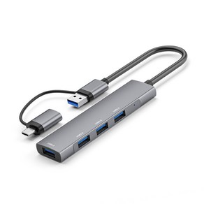 코시 듀얼 커넥터 (C타입+USB-A) USB3.0 4포트 허브 UH2172CA, 그레이, 1개