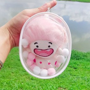 솜인형 투명 원형 PVC 10cm 16cm 파우치 키링 피규어 방수 가방 외출 보관 이타백, 1개